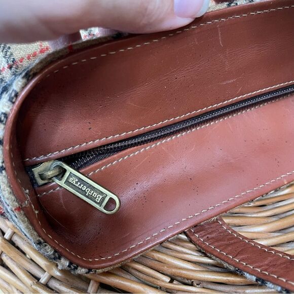 Burberry Wool Vintage Nova Check Signature Plaid Tote Shoulder Bag Purse Tan - Picture 3 of 14